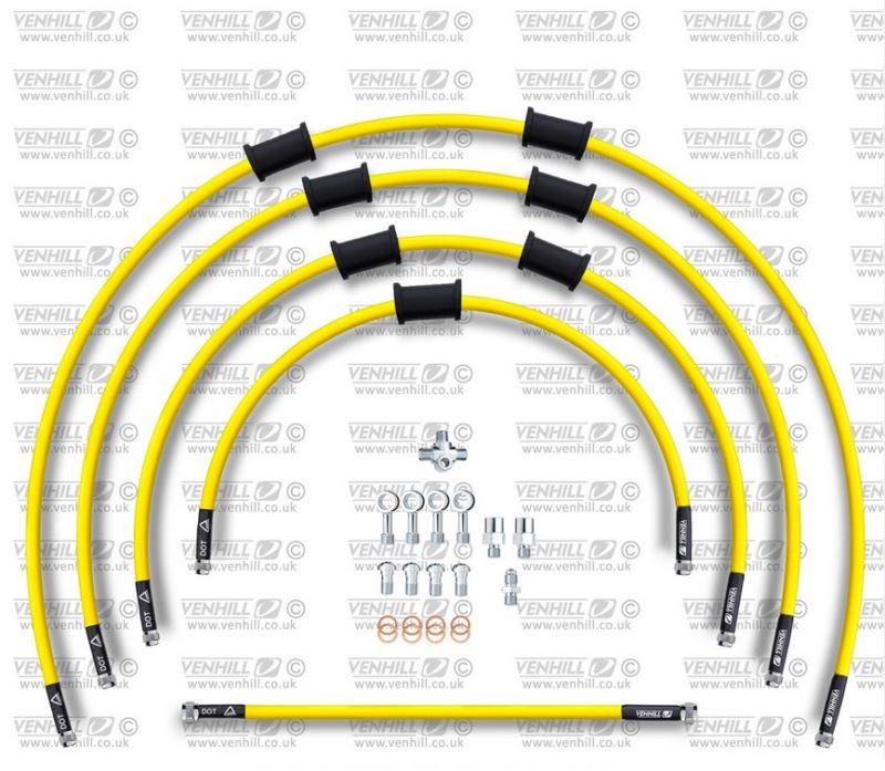 STANDARD Hadice přední brzdy sada Venhill POWERHOSEPLUS YAM-9001FS-YE (5hadic v sadě) žluté hadice, nerezové koncovky