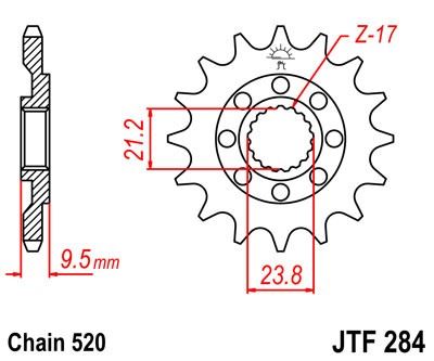Řetězové kolečko JT JTF 284-15 15 zubů, 520