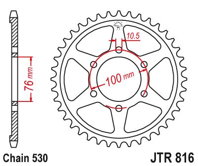 Řetězová rozeta JT JTR 816-42 42 zubů, 530