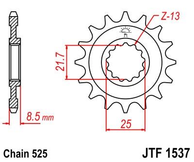 Řetězové kolečko JT JTF 1537-19 19 zubů, 525