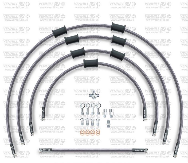 STANDARD Hadice přední brzdy sada Venhill POWERHOSEPLUS SUZ-5007F (5hadic v sadě) Průhledné hadice, chromové koncovky