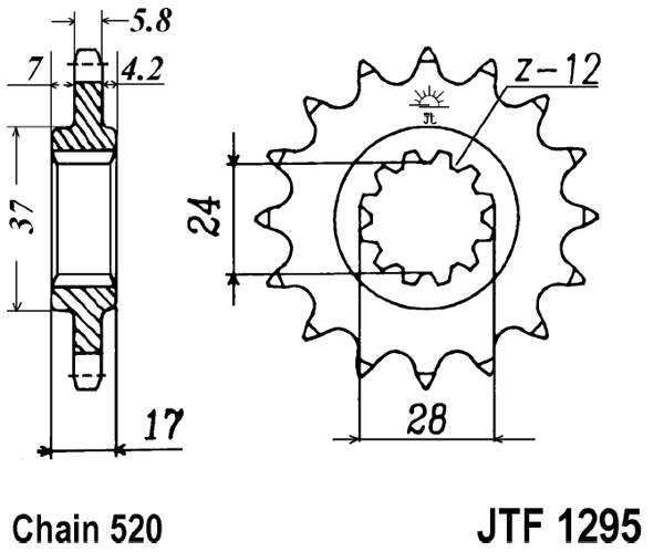 Řetězové kolečko JT JTF 1295-14 14 zubů, 520