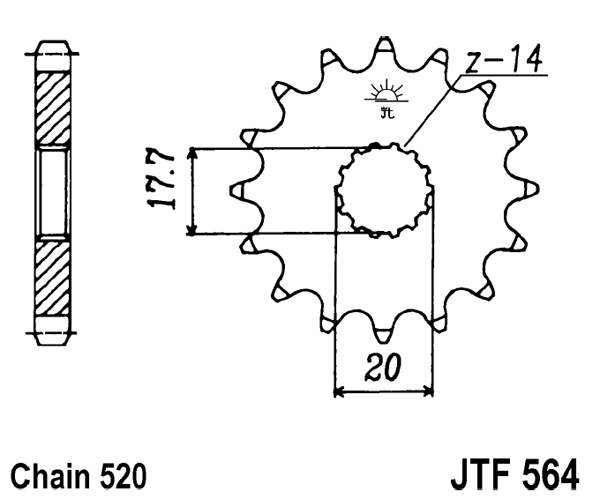 Řetězové kolečko JT JTF 564-13 13 zubů, 520