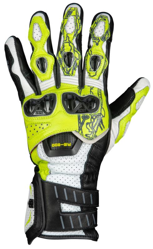 Sportovní rukavice iXS RS-200 3.0 Black / White / Neon Yellow
