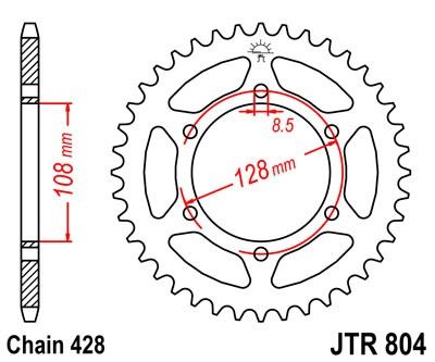 Řetězová rozeta JT JTR 804-45 45 zubů, 428