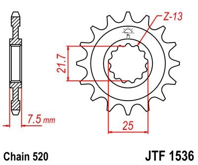 Řetězové kolečko JT JTF 1536-15 15 zubů, 520