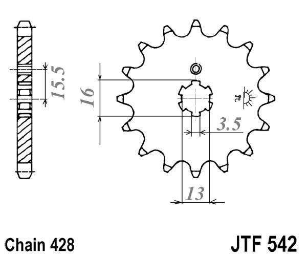 Řetězové kolečko JT JTF 542-13 13 zubů, 428