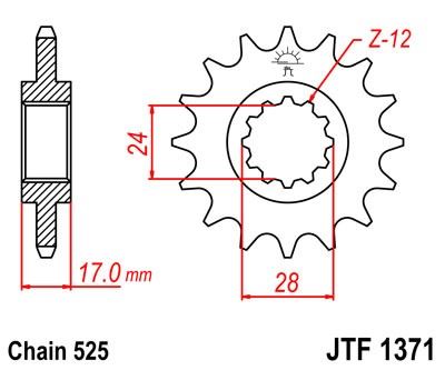 Řetězové kolečko JT JTF 1371-14 14 zubů, 525