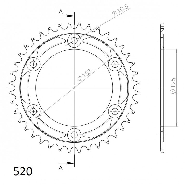 Řetězová rozeta SUPERSPROX RFE-301:40-BLK černý 40 zubů, 520