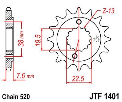 Řetězové kolečko JT JTF 1401-13 13 zubů, 520