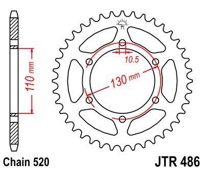 Řetězová rozeta JT JTR 486-39 39 zubů, 520