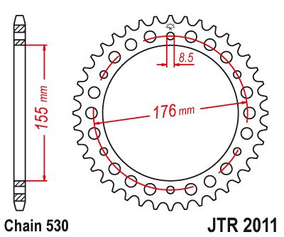 Řetězová rozeta JT JTR 2011-43 43 zubů, 530