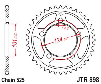 Řetězová rozeta JT JTR 898-38ZBK 38 zubů, 525 Černý zinek
