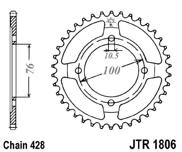 Řetězová rozeta JT JTR 1806-56 56 zubů, 428
