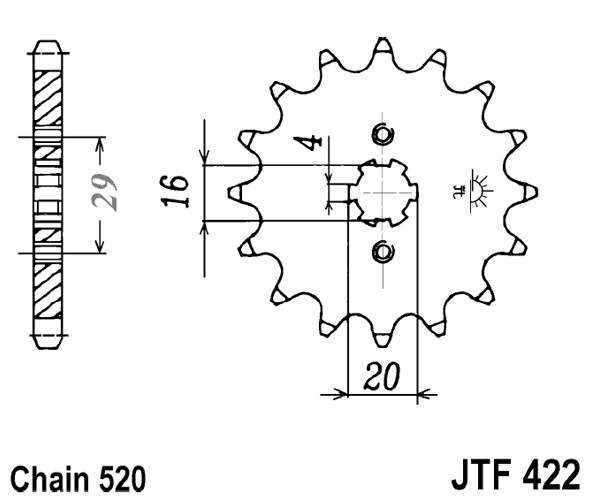 Řetězové kolečko JT JTF 422-12 12 zubů, 520