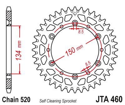 Hliníková řetězová rozeta JT JTA 460-52BLK 52 zubů, 420 černá