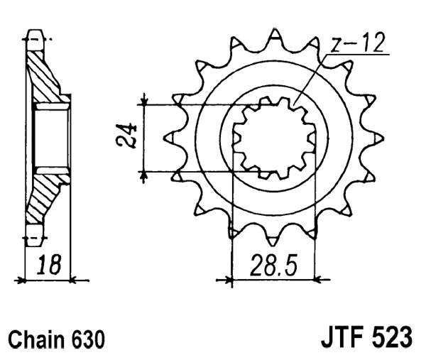 Řetězové kolečko JT JTF 523-15 15 zubů, 630