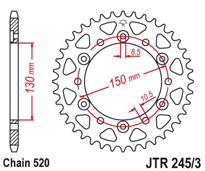 Řetězová rozeta JT JTR 245/3-43 43 zubů, 520