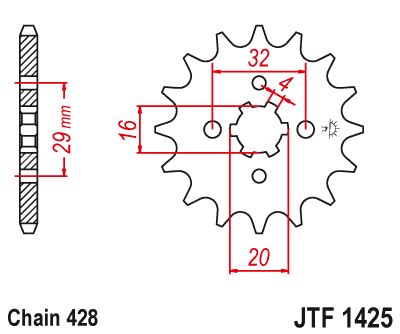 Řetězové kolečko JT JTF 1425-14 14 zubů, 428
