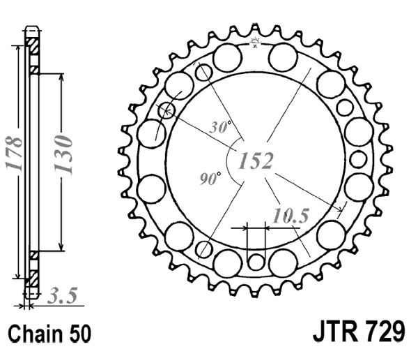 Řetězová rozeta JT JTR 729-46 46 zubů, 530