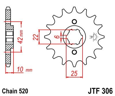 Řetězové kolečko JT JTF 306-14 14 zubů, 520