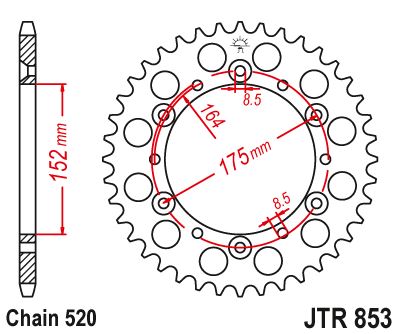 Řetězová rozeta JT JTR 853-40 40 zubů, 520