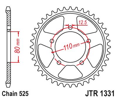 Řetězová rozeta JT JTR 1331-42ZBK 42T, nt((525) Černý zinek