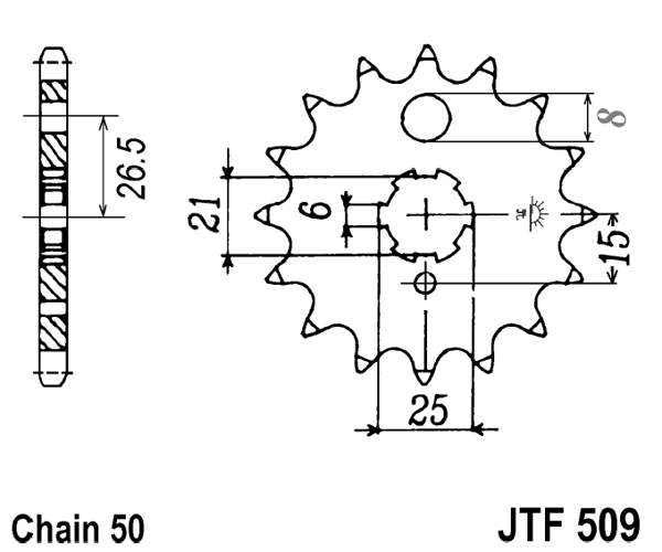 Řetězové kolečko JT JTF 509-15 15 zubů, 530