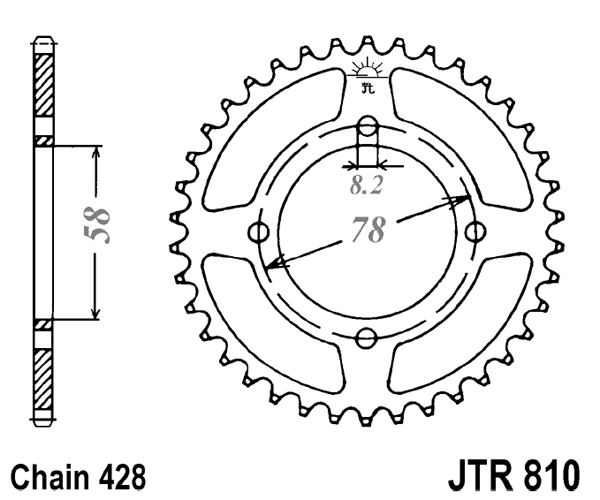 Řetězová rozeta JT JTR 810-48 48 zubů, 428