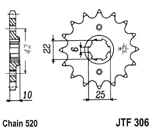 Řetězové kolečko JT JTF 306-15 15 zubů, 520