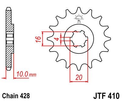 Řetězové kolečko JT JTF 410-16 16 zubů, 428