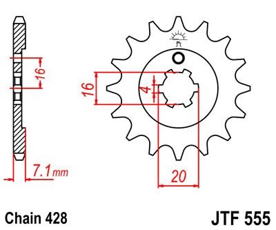 Řetězové kolečko JT JTF 555-15 15 zubů, 428