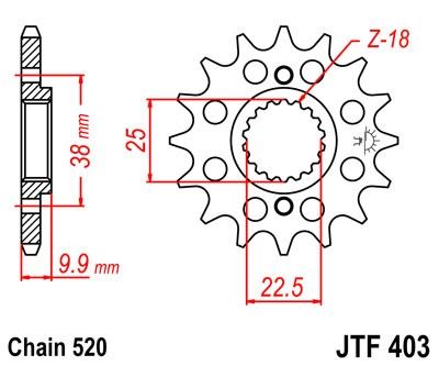 Řetězové kolečko JT JTF 403-15 15 zubů, 520