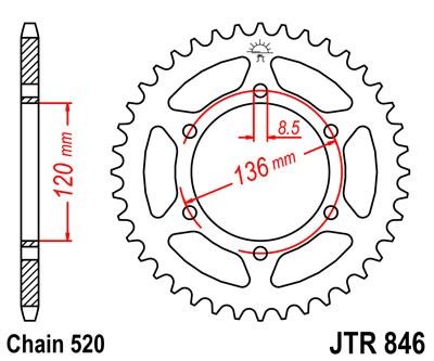Řetězová rozeta JT JTR 846-40 40 zubů, 520