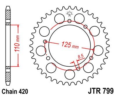 Řetězová rozeta JT JTR 799-50 50 zubů, 420