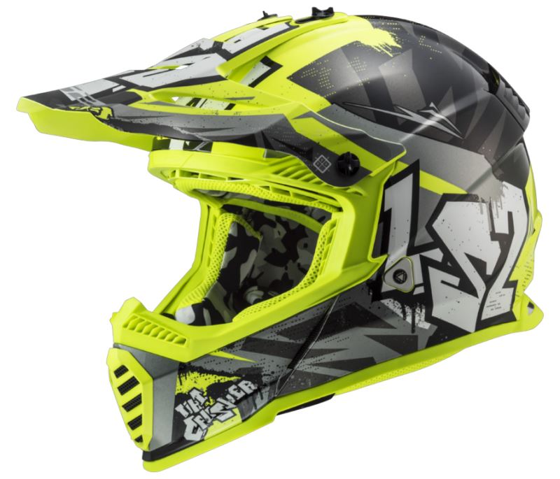 Juniorská enduro helma LS2 MX437 FAST EVO MINI II Crusher Black / Fluo Yellow