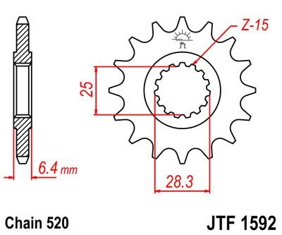 Řetězové kolečko JT JTF 1592-16 16 zubů, 520