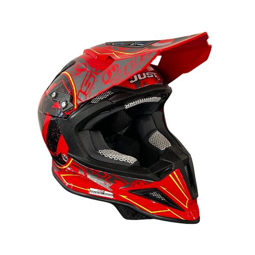 Enduro helma MX Carbon JUST 1 J12 Stamp Red/Fluo