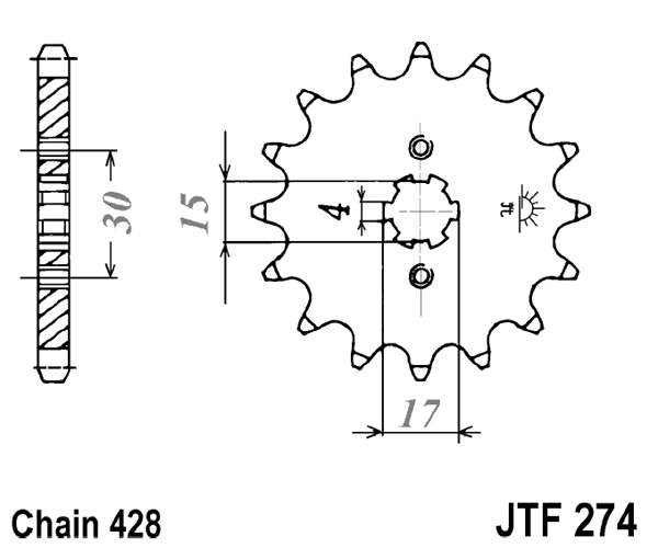 Řetězové kolečko JT JTF 274-15 15 zubů, 428