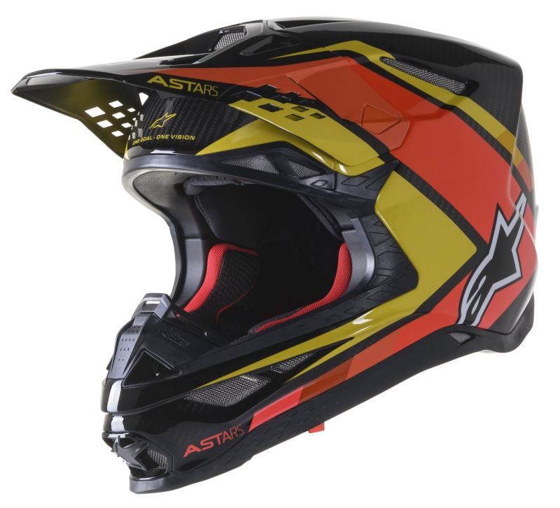 Přilba SUPERTECH S-M10 CARBON META2 2022, ALPINESTARS (černá/žlutá/oranžová lesklá)