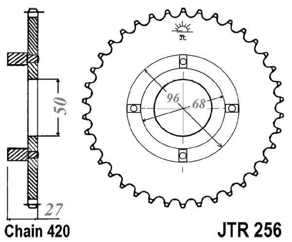 Řetězová rozeta JT JTR 256-40 40 zubů, 420