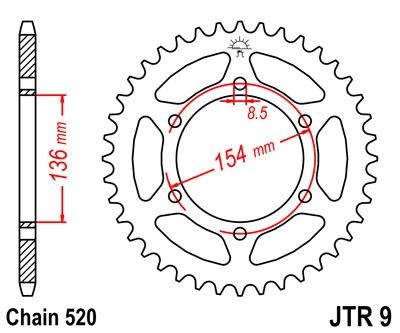 Řetězová rozeta JT JTR 9-47 47 zubů, 520