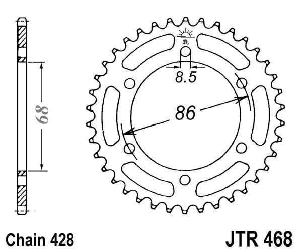 Řetězová rozeta JT JTR 468-46 46 zubů, 428