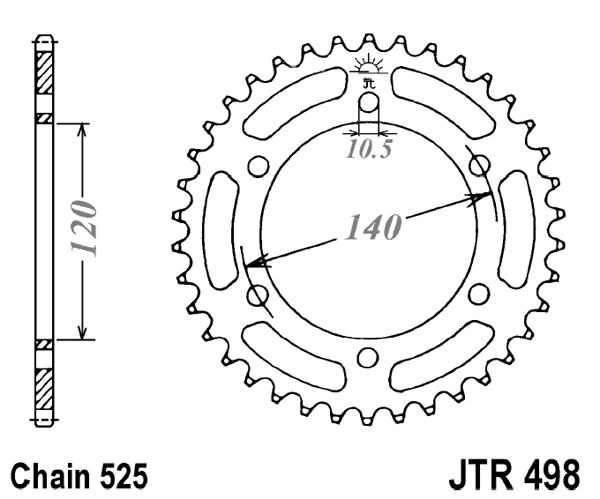 Řetězová rozeta JT JTR 498-45 45 zubů, 525