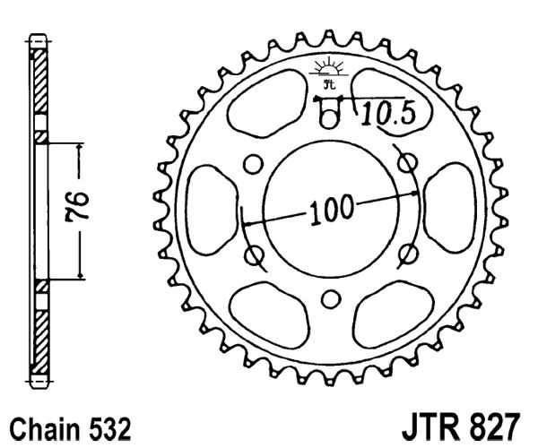 Řetězová rozeta JT JTR 827-52 52 zubů, 532
