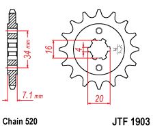 Řetězové kolečko JT JTF 1903-14 14 zubů, 520