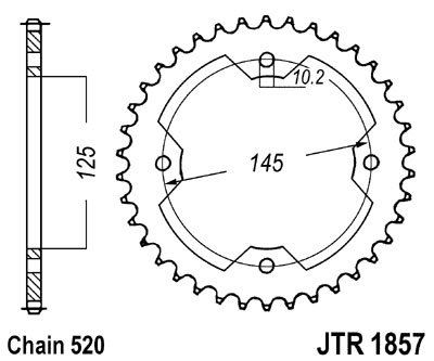 Řetězová rozeta JT JTR 1857-38 38 zubů, 520