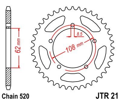 Řetězová rozeta JT JTR 21-40 40 zubů, 520