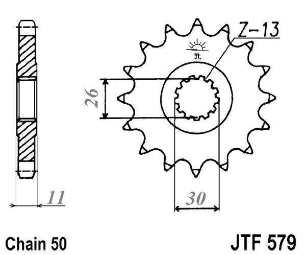 Řetězové kolečko JT JTF 579-16RB 16 zubů, 530 pogumované