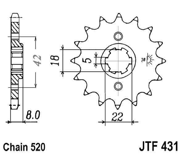 Řetězové kolečko JT JTF 435-15 15 zubů, 530